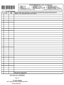 physician order sheet